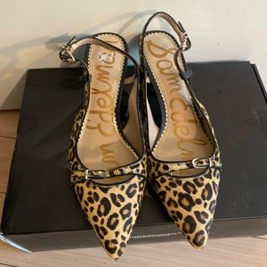 Sam Edelman real fur lo leopard print kitten heel in mint condition!!!